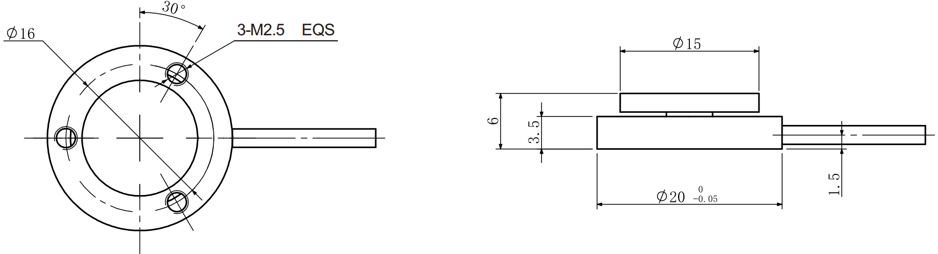 پلانر لوڈ سیل فورس سینسر کا طول و عرض FA107B
