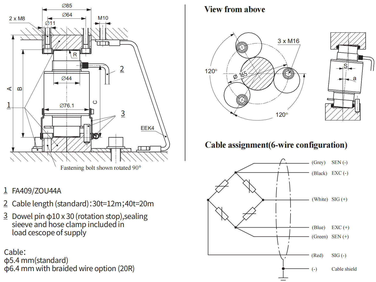 Self-resetting column-type load cell